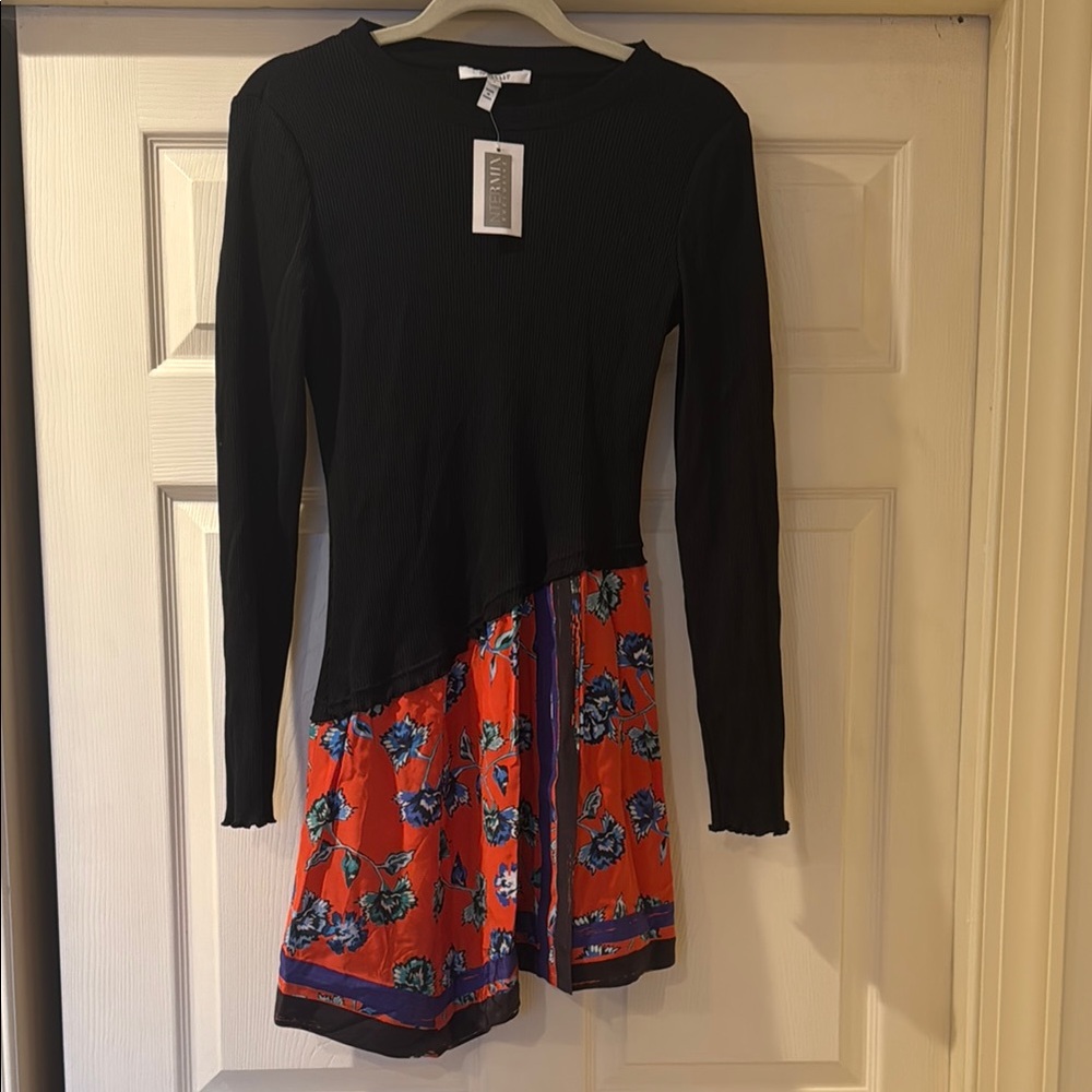 Floral Black and Red Dress